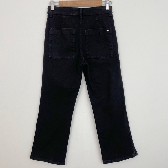 Zara Black High Rise Cropped Wide Leg Jeans Size 4 - Picture 6 of 11